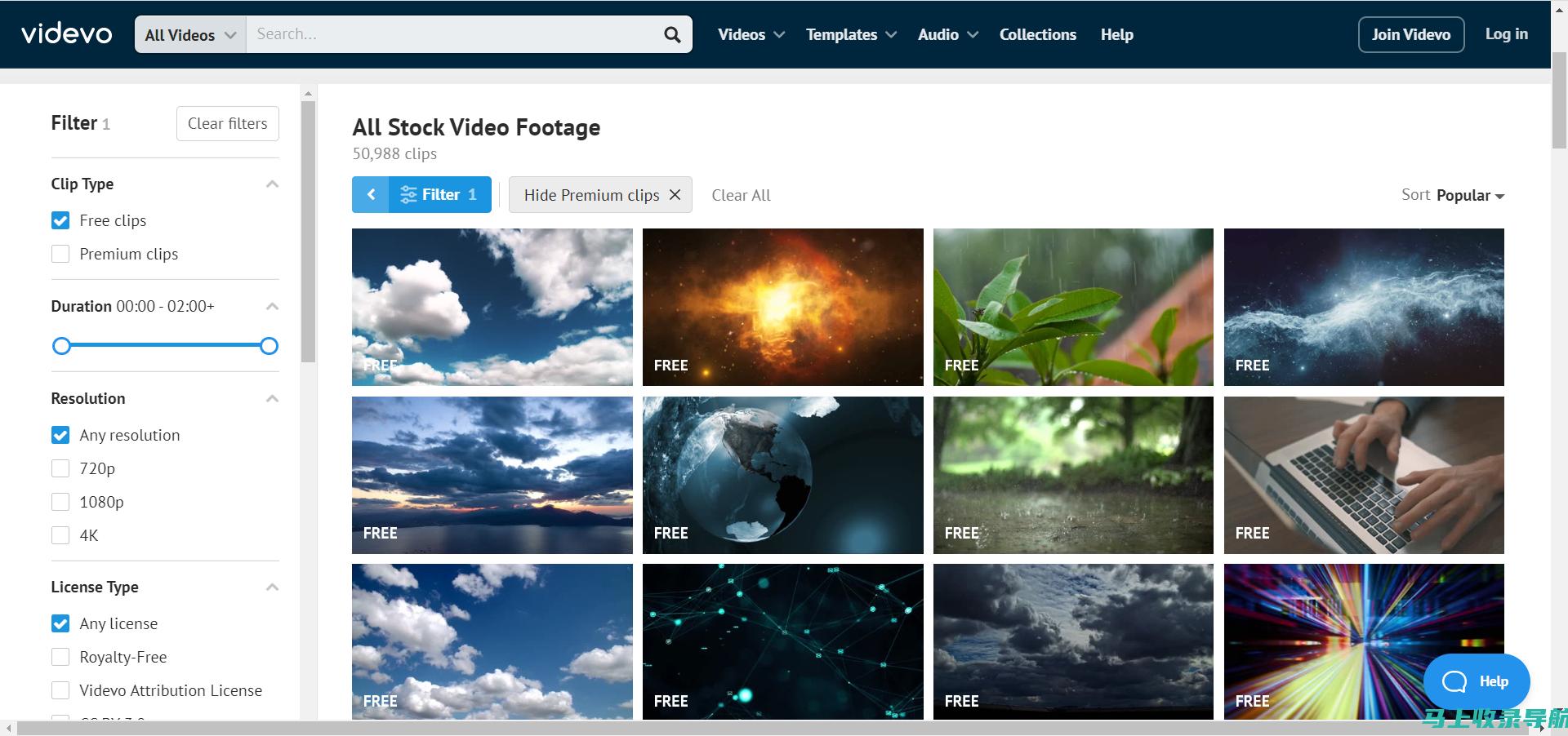 Videvo- 提供免费的视频素材
